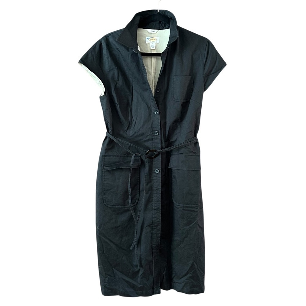 Talbots Full Button Belted Collared Travel Shirt Dress with Pockets